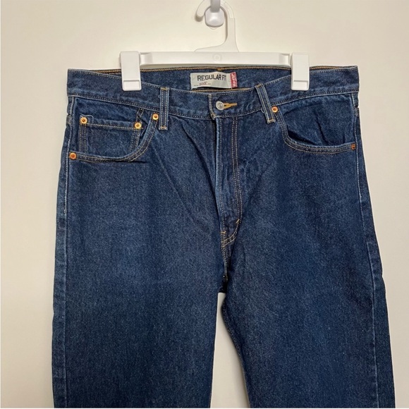 Men's Levi's® 505™ Regular Jeans Dark Blue Wash Size W36 L30 excellent condition - Picture 5 of 5